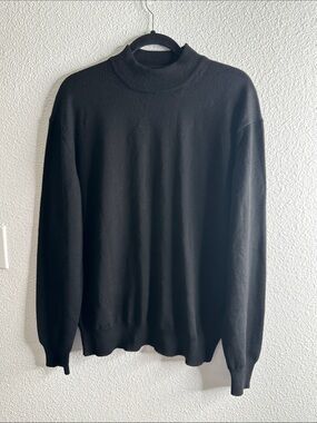 Giorgiolini  Italy wool Men's Black Mock Neck Sweater size L Classic
